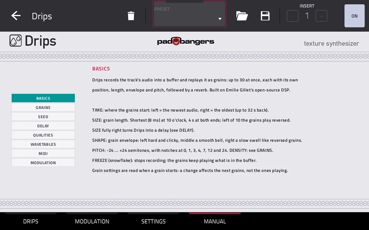 Drips manual tab