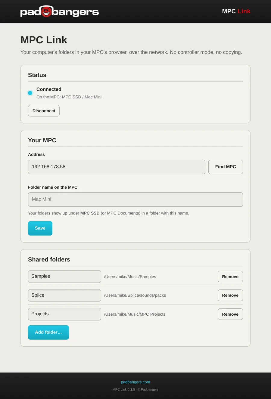 MPC Link settings