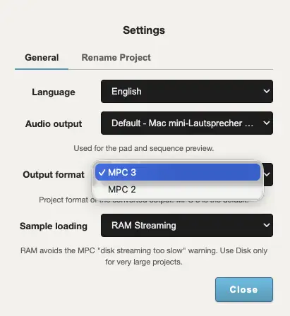 Output format: MPC 2 or MPC 3